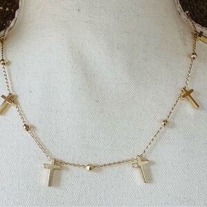 Gold Plated Cross Dangle Necklace - Elegant Women's Jewelry